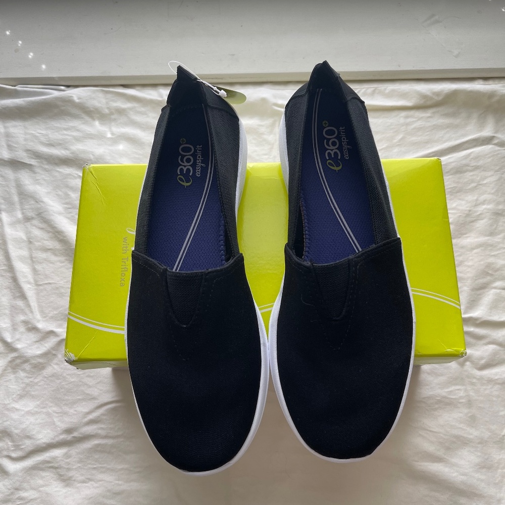 Canvas black flat slip on sneakers